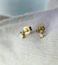 Diamond Cat Stud Earrings 14K Solid Gold Women Earrings Christmas Gift 1 Pair.