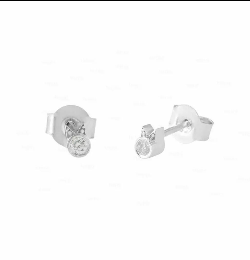 Round Cut Diamond Cat Stud Earrings 14K Solid Gold Women Earrings Christmas Gift 1 Pair. For Sale