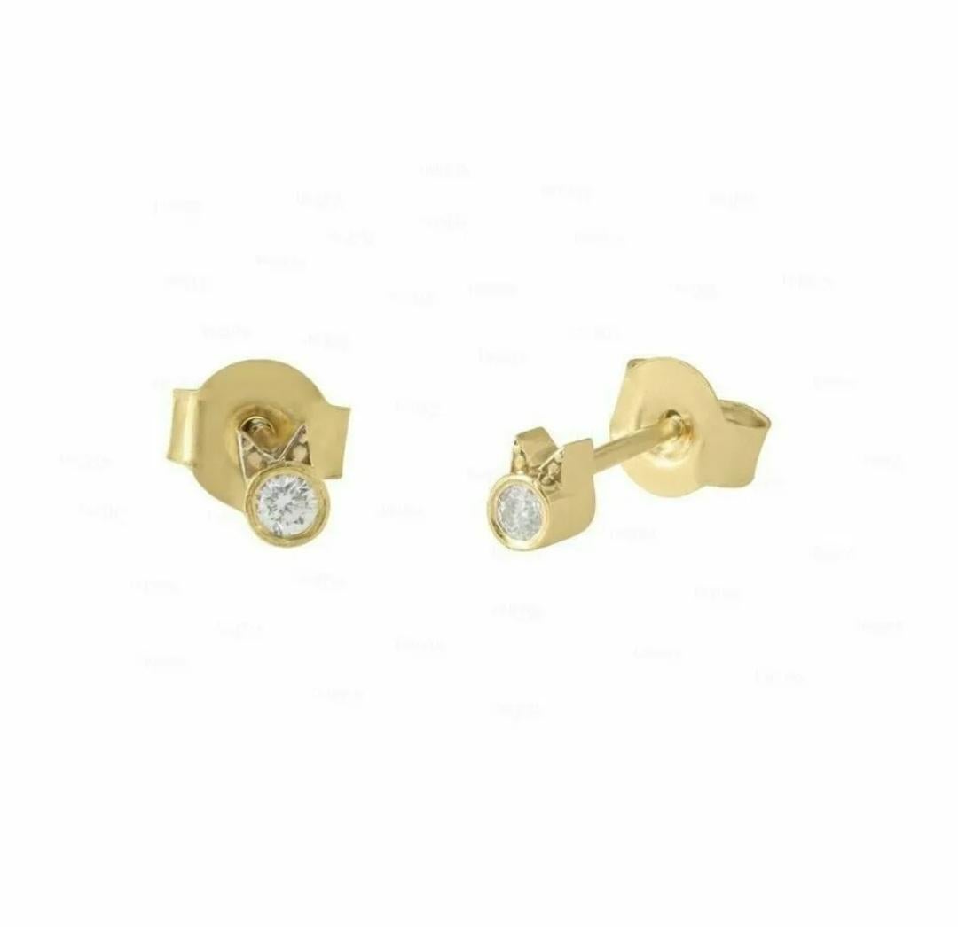 Women's or Men's Diamond Cat Stud Earrings 14K Solid Gold Women Earrings Christmas Gift 1 Pair. For Sale