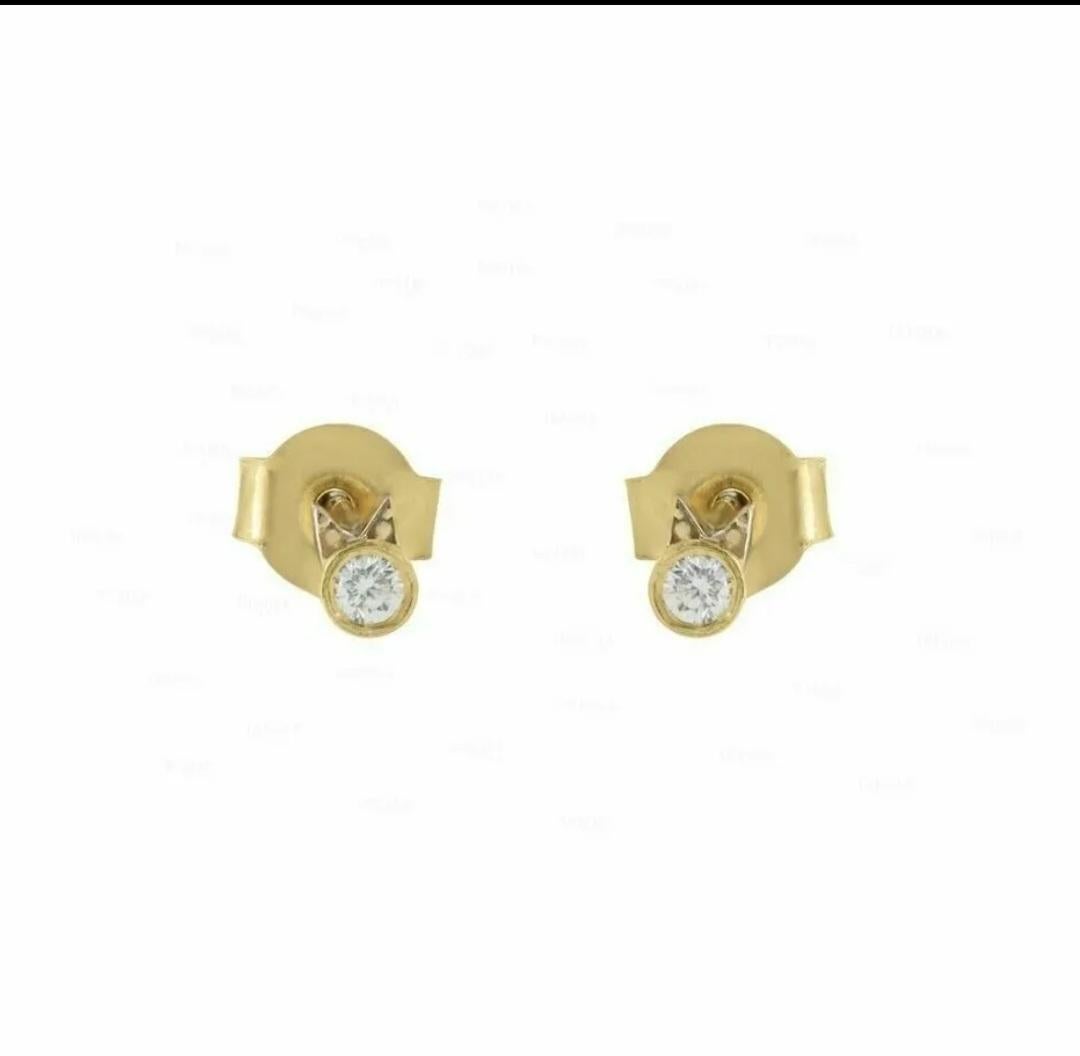 Diamond Cat Stud Earrings 14K Solid Gold Women Earrings Christmas Gift 1 Pair. For Sale 1