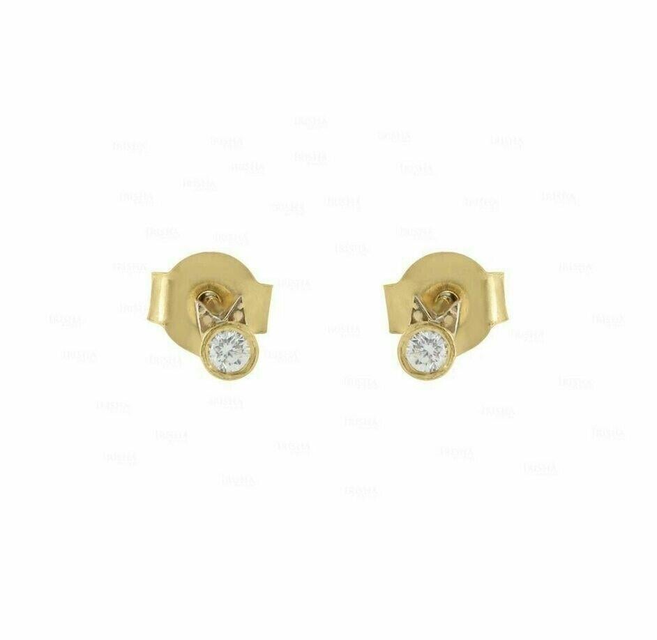 Diamond Cat Stud Earrings 14K Solid Gold Women Earrings Christmas Gift. For Sale 5