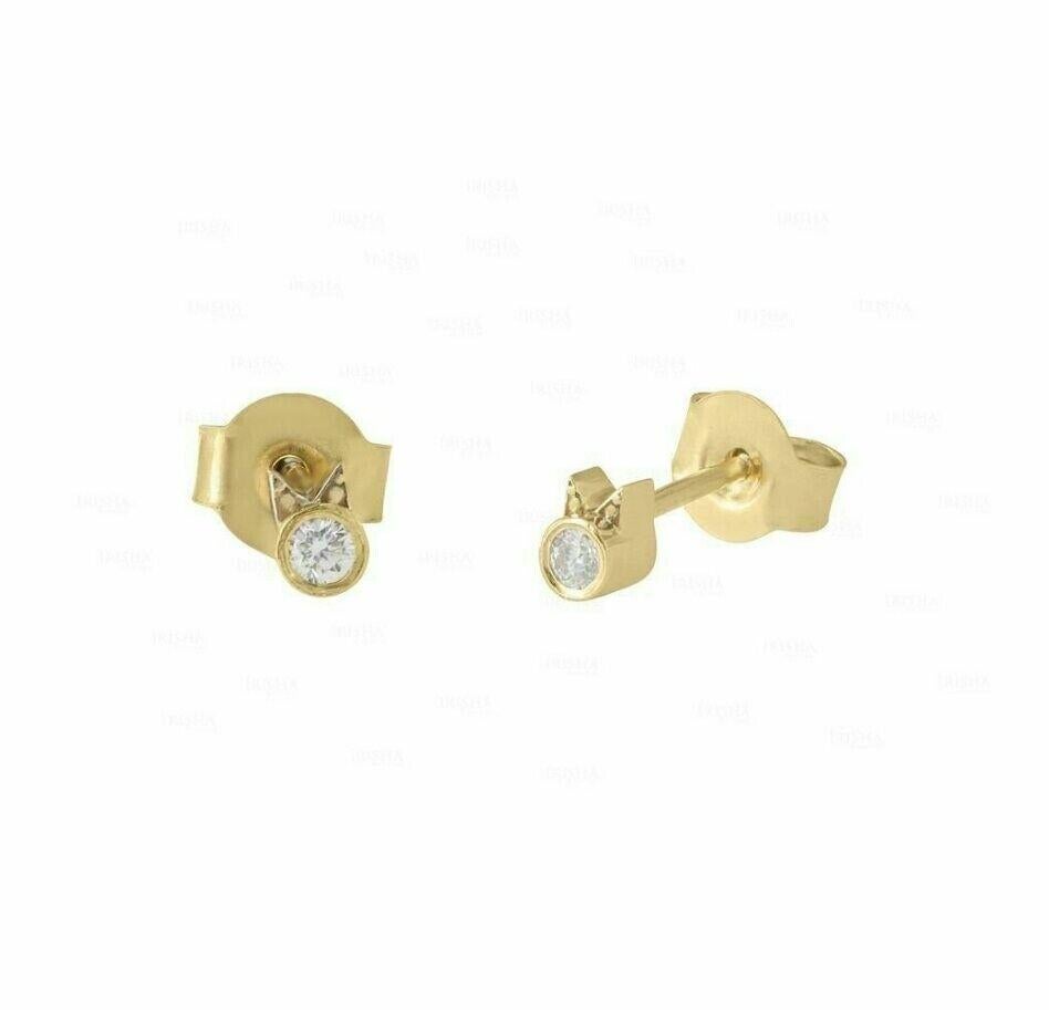 Round Cut Diamond Cat Stud Earrings 14K Solid Gold Women Earrings  wedding gift  For Sale
