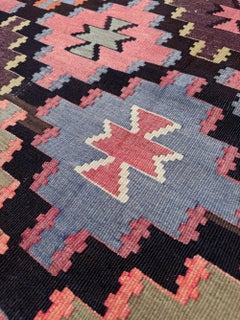 Diamond Caucasian Kilim • Handmade Multicolored Vintage Flatweave Rug (5x9)