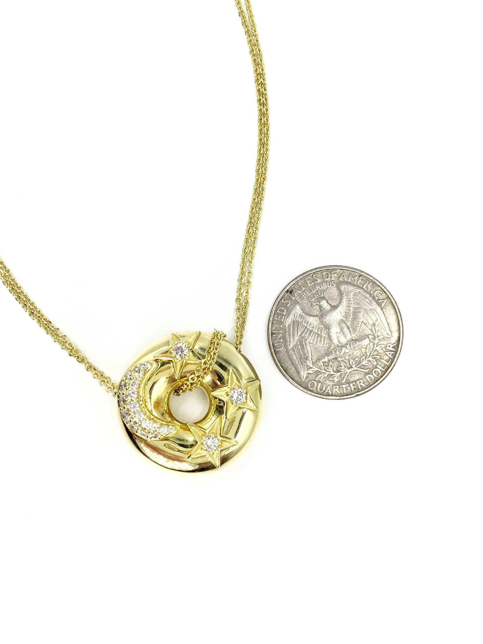 Women's Diamond Celestial 18 Karat Gold Pendant Necklace For Sale
