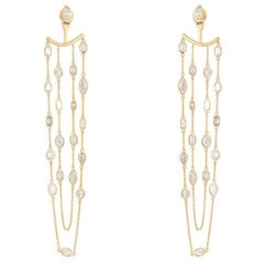Diamond Chain 14K (or 18k upon request) Yellow Gold Statement Earrings