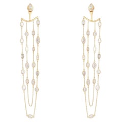 Diamond Chain 14K (or 18k upon request) Yellow Gold Statement Earrings