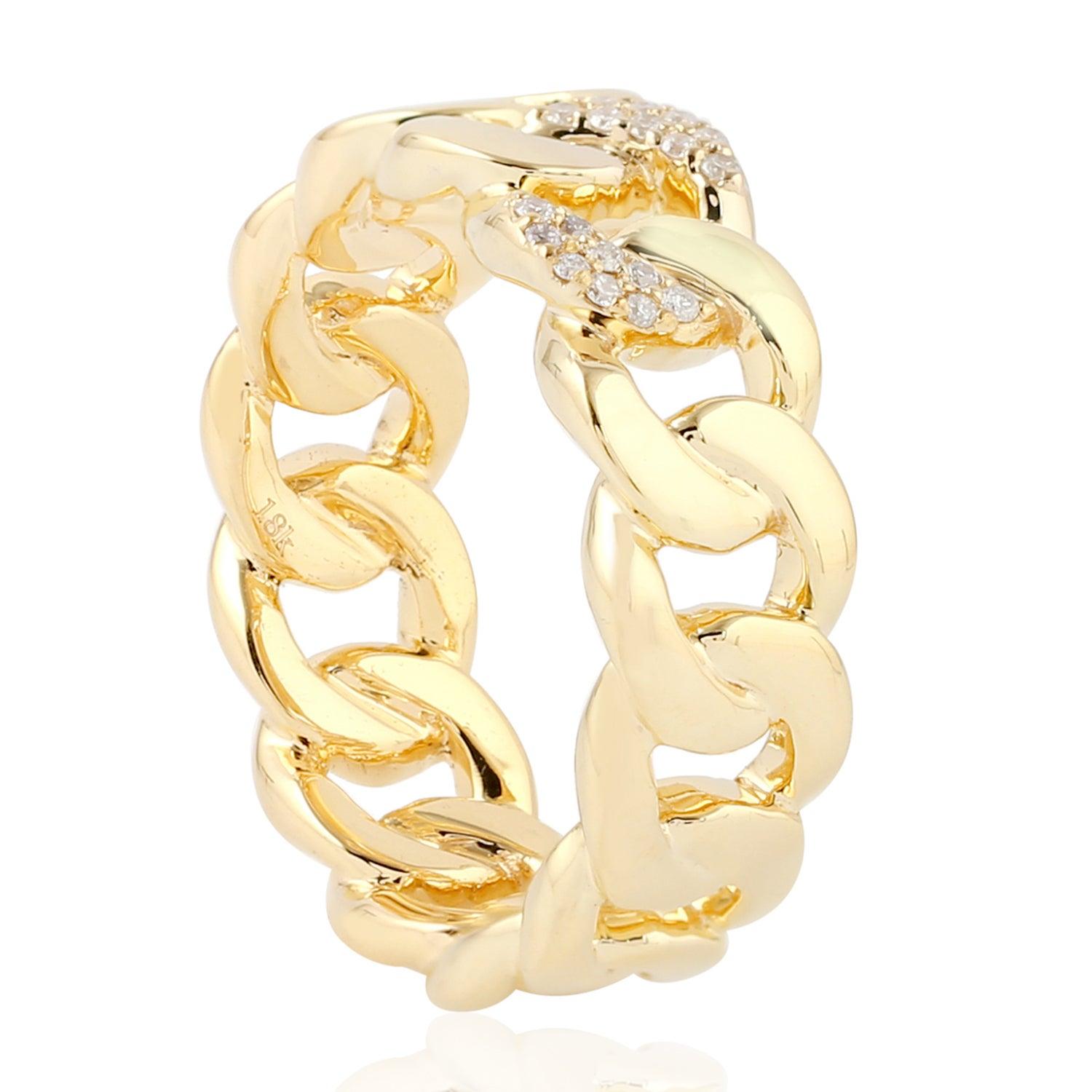For Sale:  Diamond Chain 18 Karat Gold Ring 2