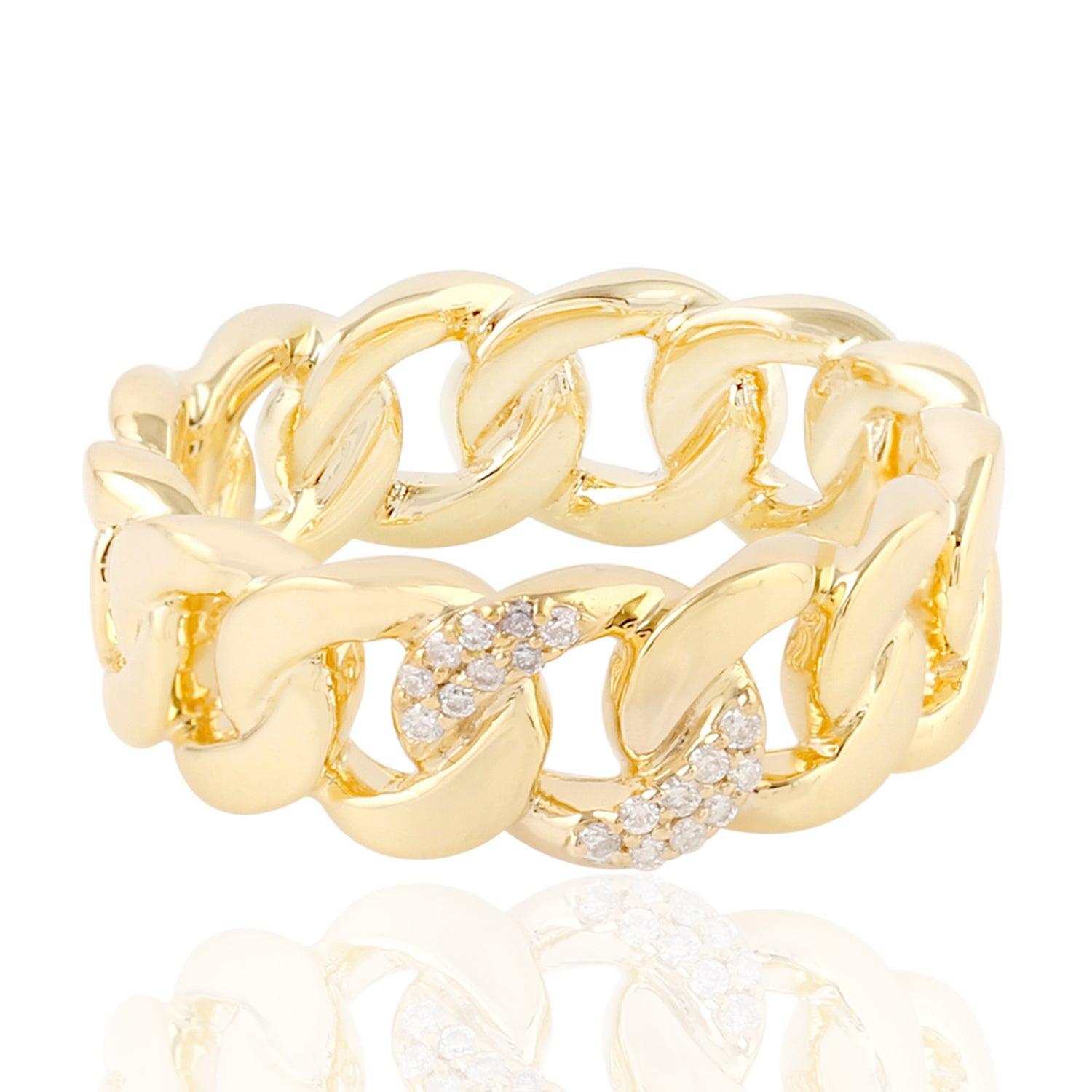 For Sale:  Diamond Chain 18 Karat Gold Ring 3