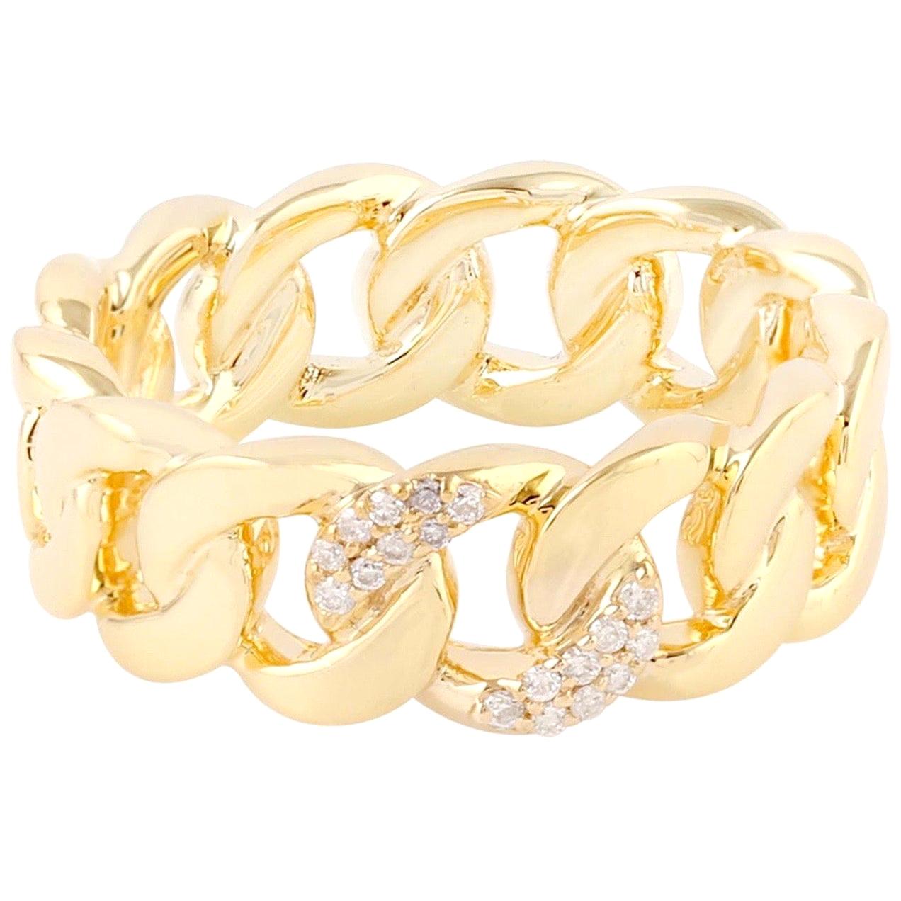 En vente :  Bague à chaîne en or 18 carats et diamants