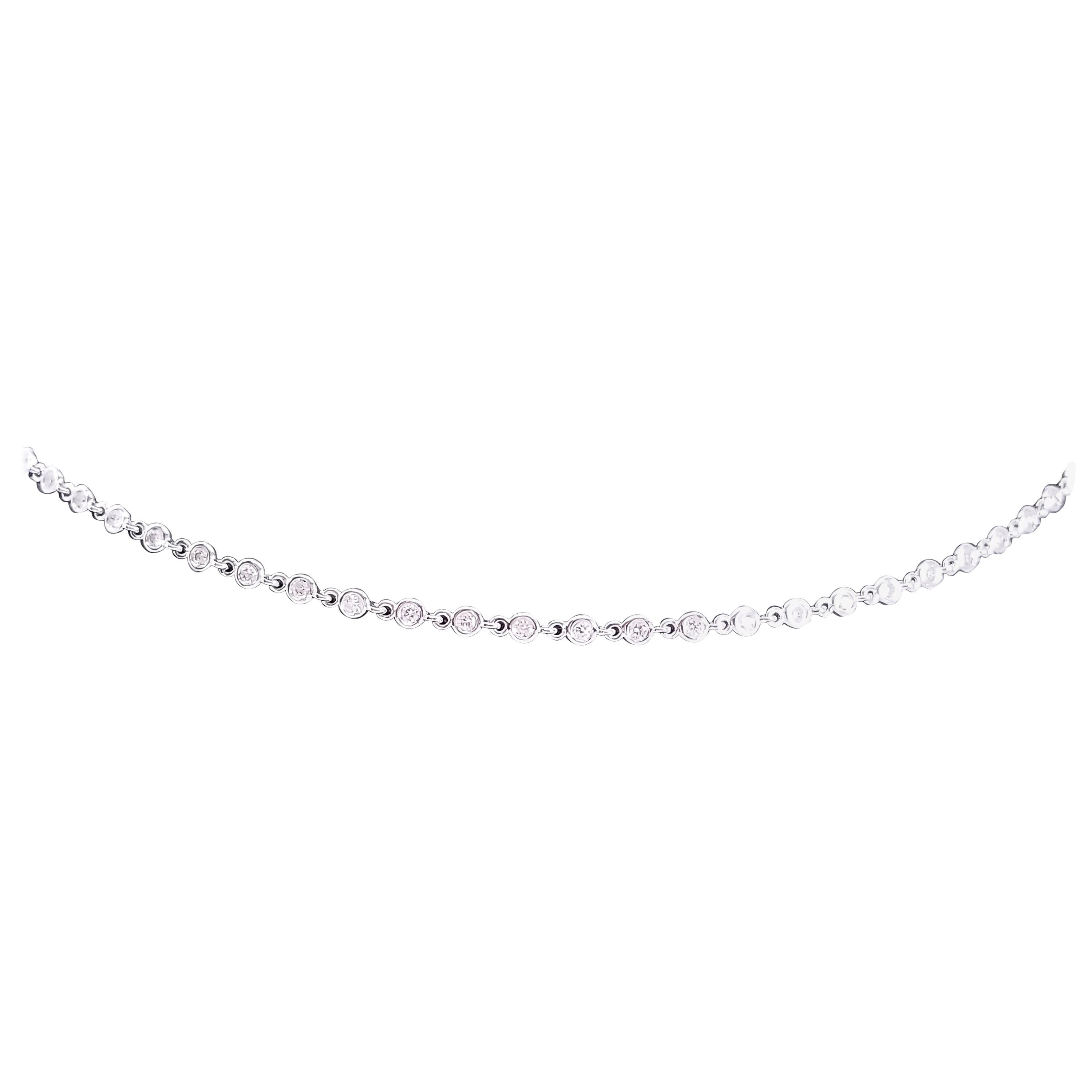 Diamond Chain Choker Necklace 18 Karat White Gold 1.87 Carat White Diamond