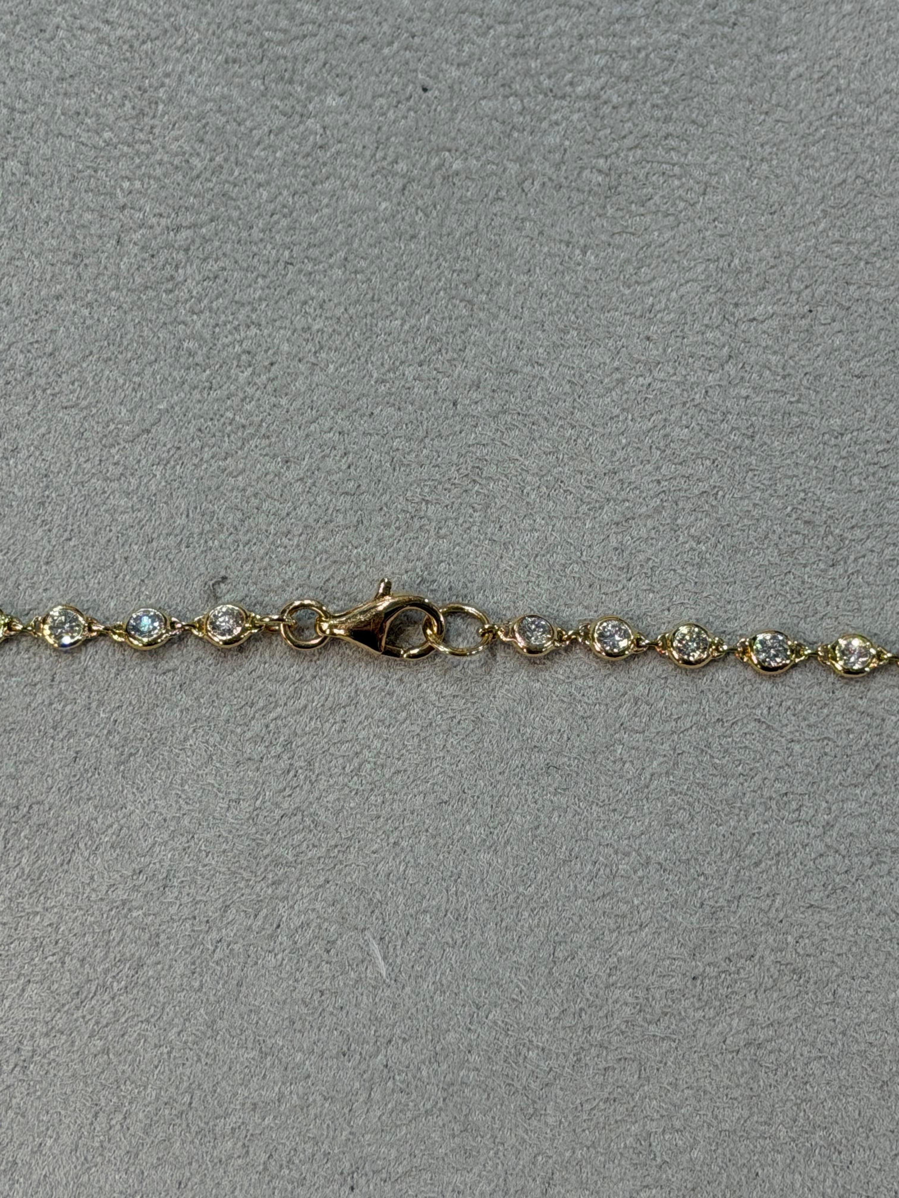 Taglio rotondo Collana girocollo con catena di diamanti in oro giallo in vendita