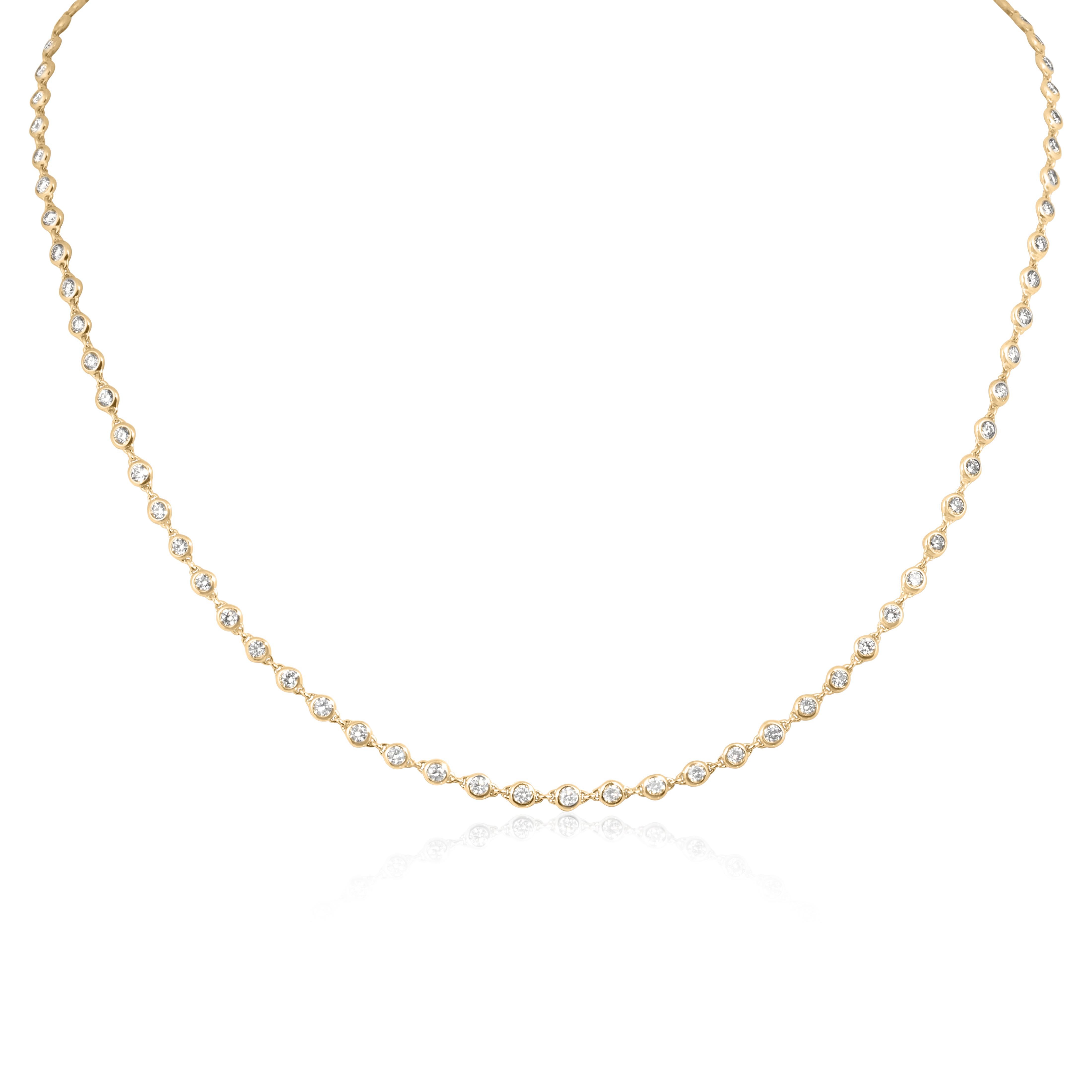 Diamond chain choker necklace in yellow gold