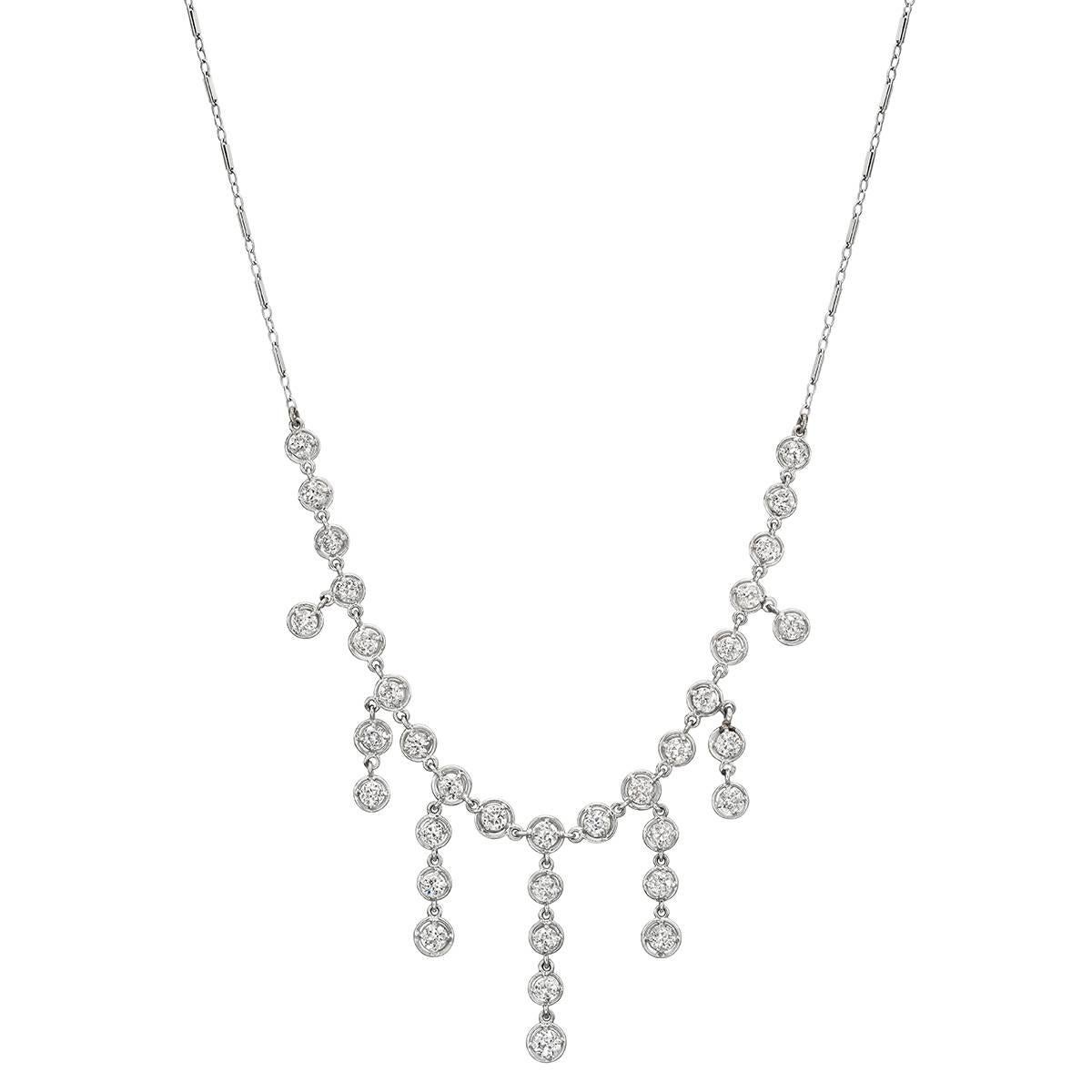 Diamond Chain Fringe Necklace, 5.2 Carat