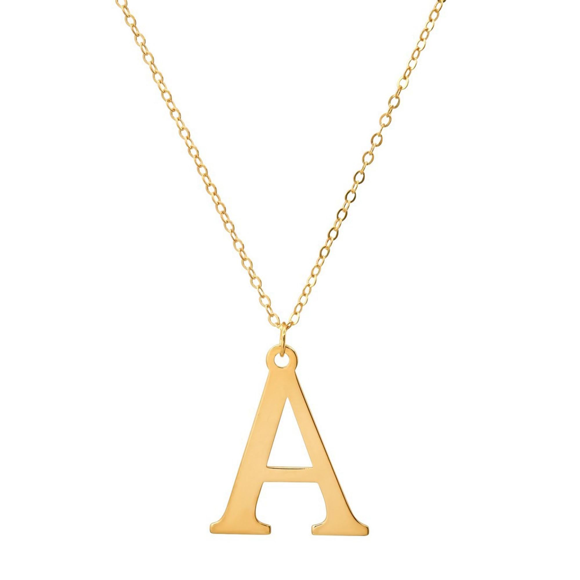 Collier pendentif en or jaune 14K avec lettre en chaîne en diamant