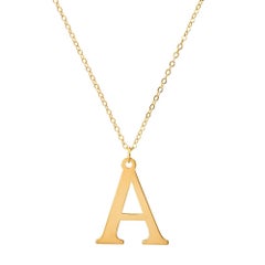 Collana con ciondolo a catena con diamanti e lettere in oro giallo 14 carati