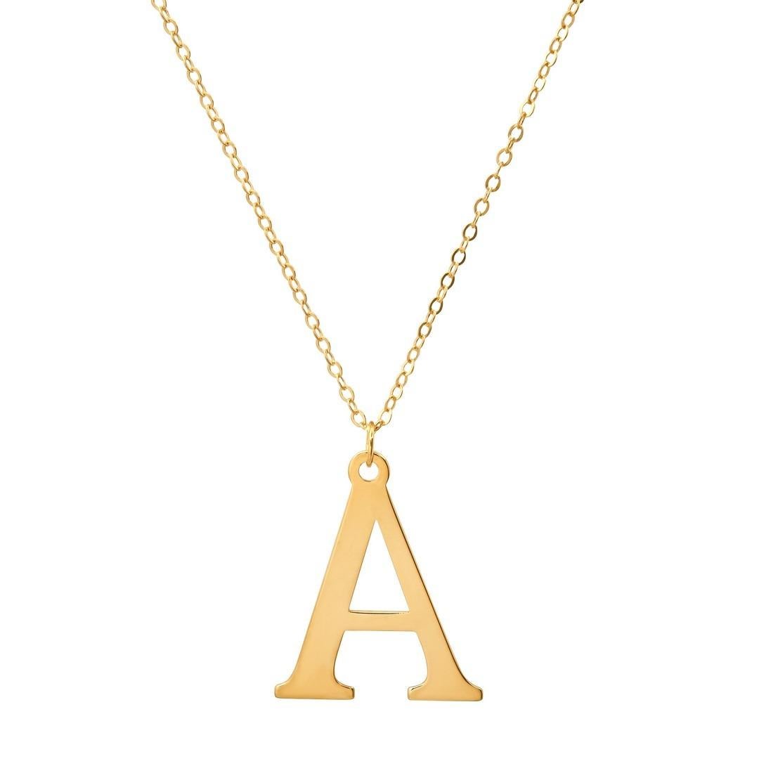 Diamond Chain Letter 14K Yellow Gold Pendant Necklace Moderno en venta