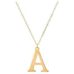 Diamond Chain Letter 14K Yellow Gold Pendant Necklace