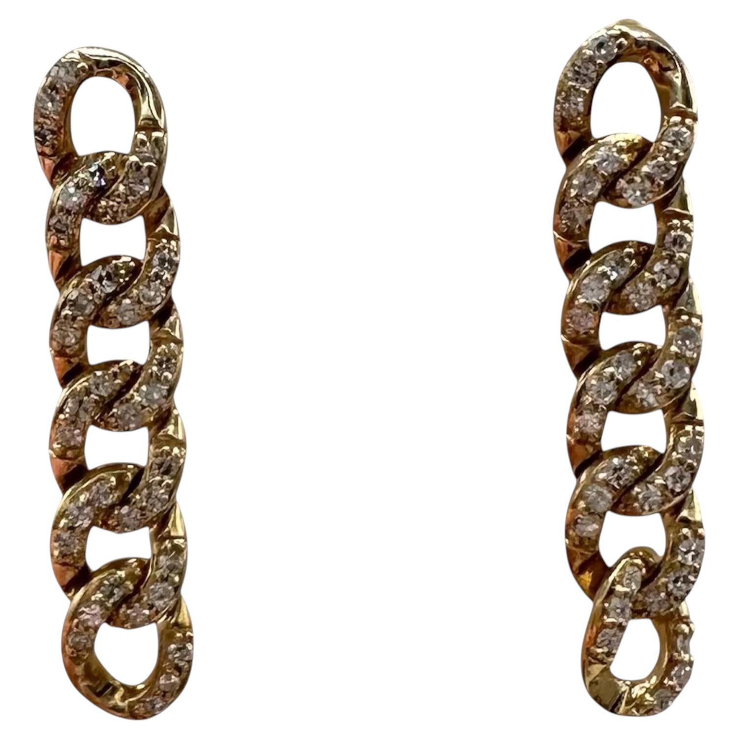 Pendientes Cadena Eslabón Diamante Oro Amarillo 10K 0,25ctw GH SI Nuevo