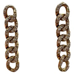 Diamond Chain Link Earrings 10K Yellow Gold 0.25ctw GH SI New