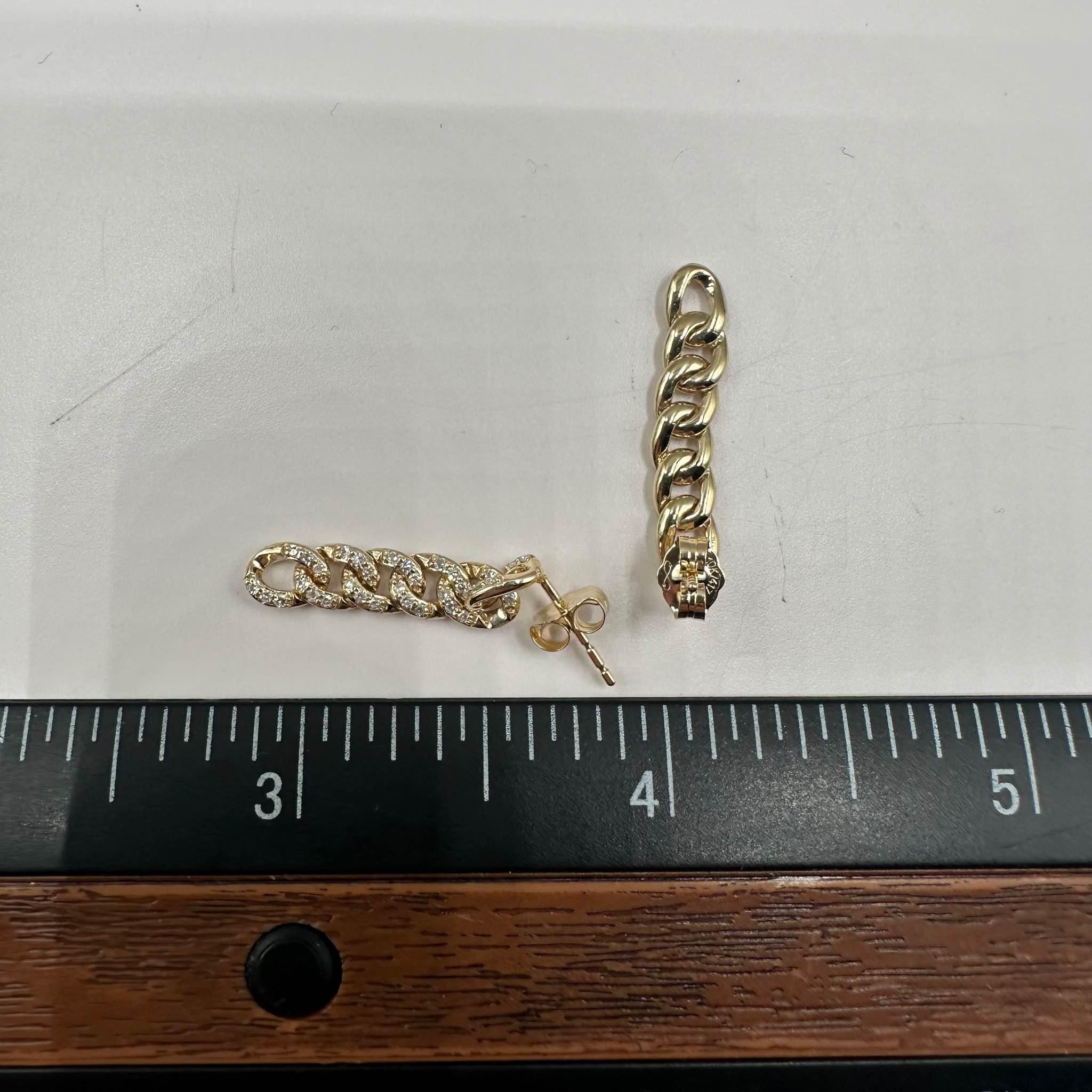 Boucles d'oreilles à maillons en or jaune 10 carats avec diamants GH SI de 0,25 carat, neuves Pour femmes en vente