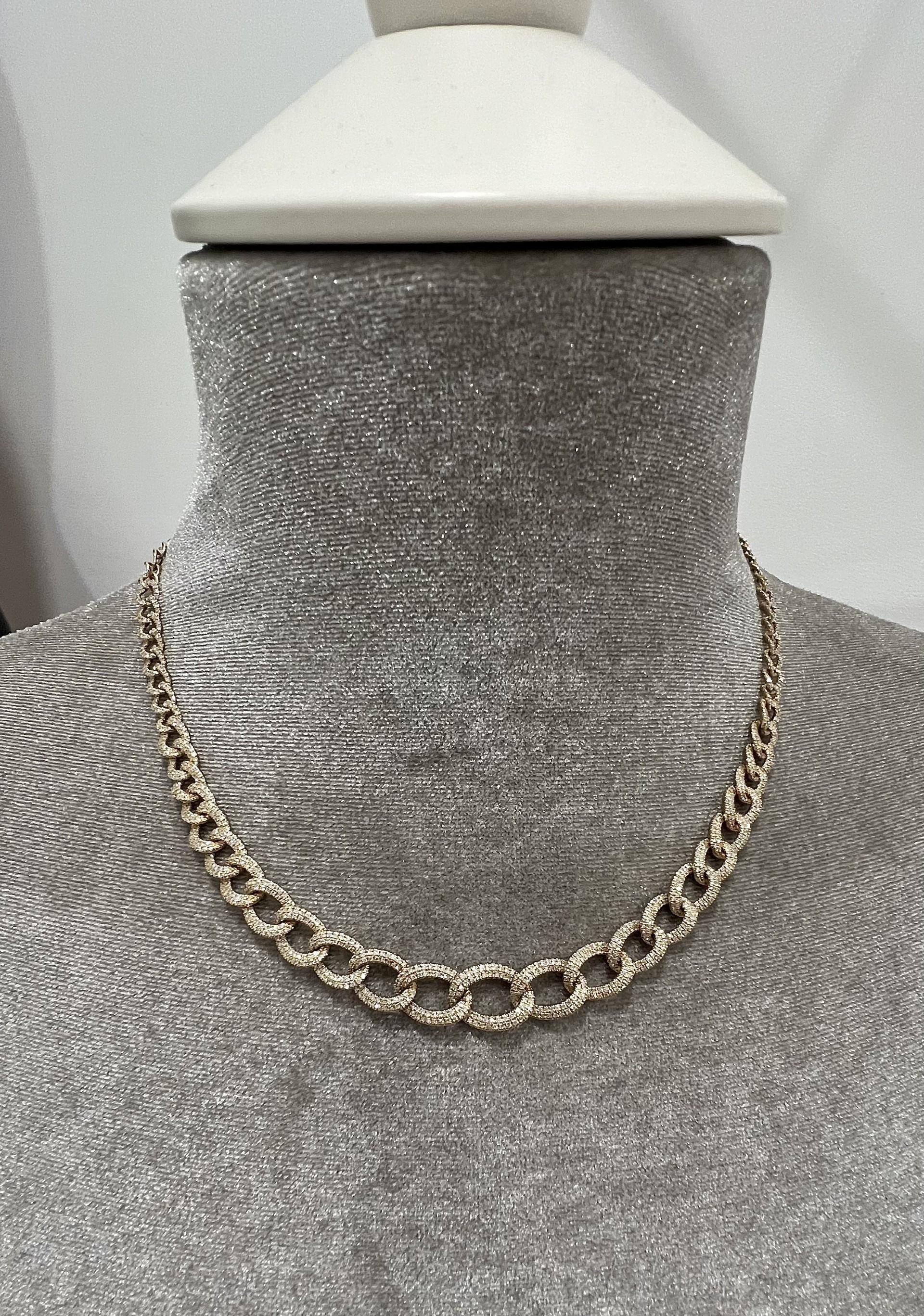 Collier à maillons en or jaune 14 carats avec diamants Neuf - En vente à Phoenix, AZ