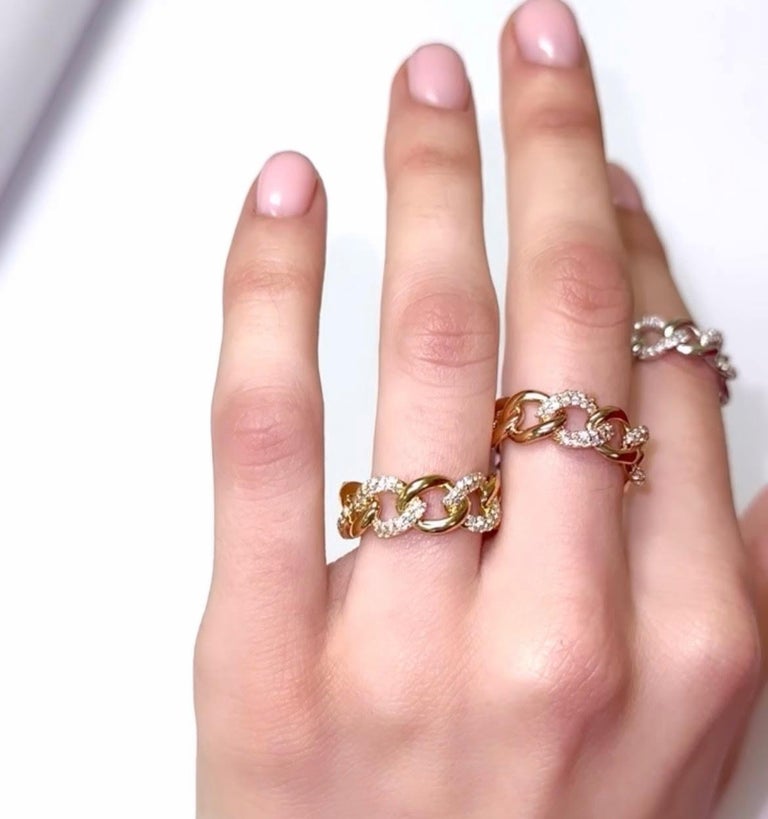 Diamond Chain Link Ring 18K For Sale at 1stDibs