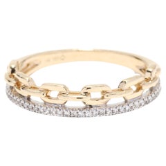 Diamond Chain Link Stackable Band Ring, 14KT Yellow Gold, Ring