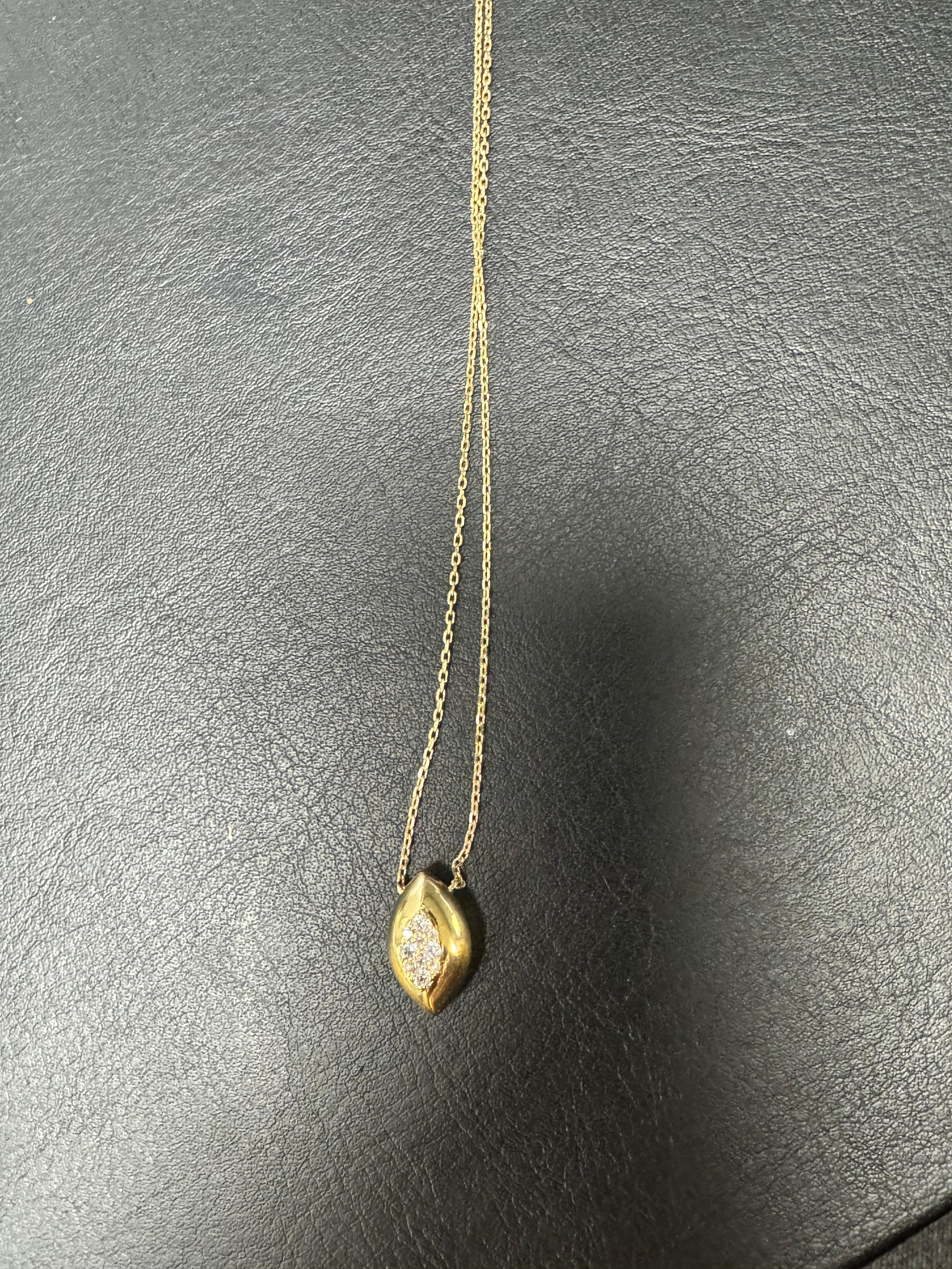 Diamond Chain Necklace 14 Karat Yellow Gold For Sale 1