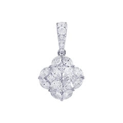 Princess Diamond Pendant Necklace in 18 Karat White Gold