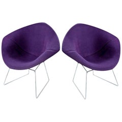 Diamond Chair by Harry Bertoia for Knoll, Full Cover Plum Knoll Tweed