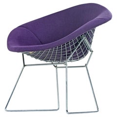 Sedia Diamond di Harry Bertoia per Knoll, rivestimento completo in Harris Tweed di Plum Knoll