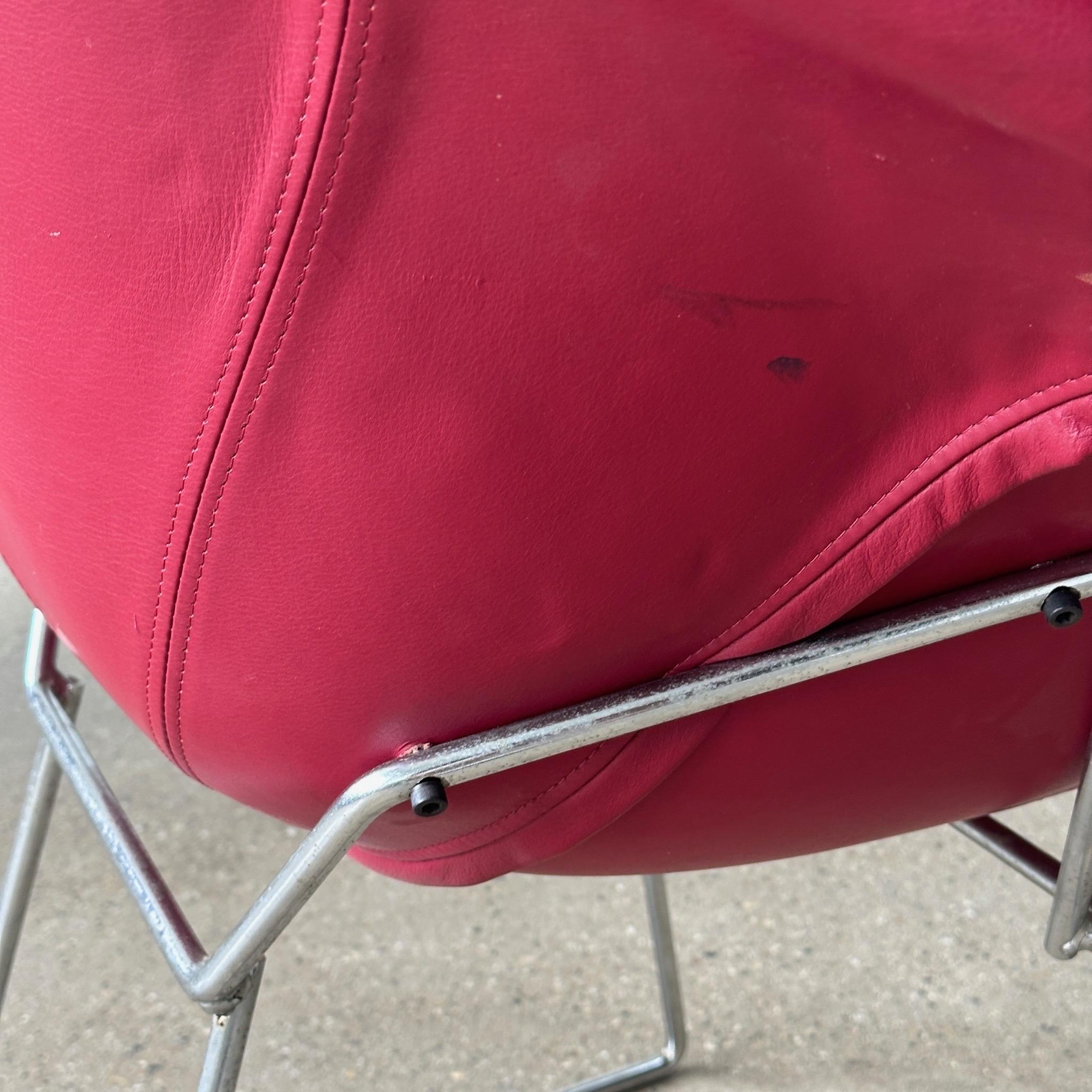 Late 20th Century Diamond Chairs in Oxblood Leather by Eero Saarinen for Knoll