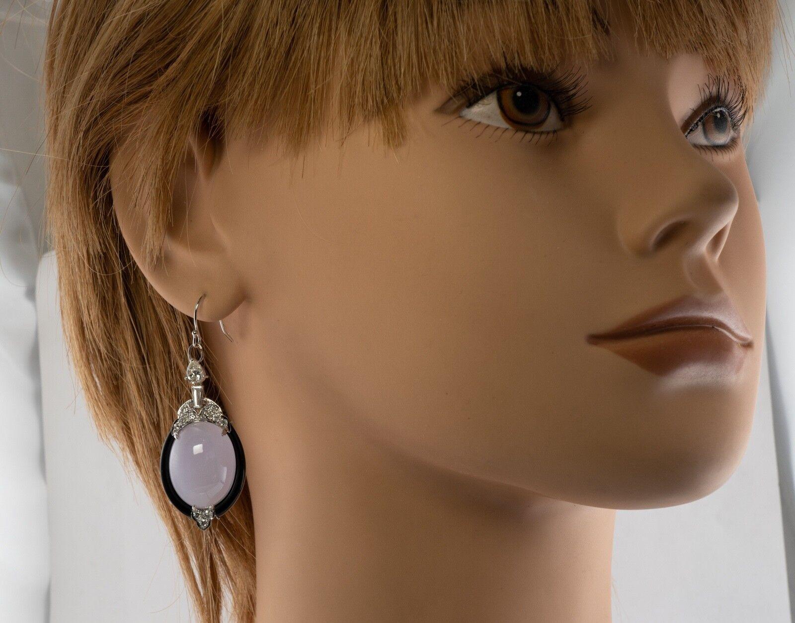 Pendientes Diamante Calcedonia Ónix Oro 14K Colgantes en venta 7