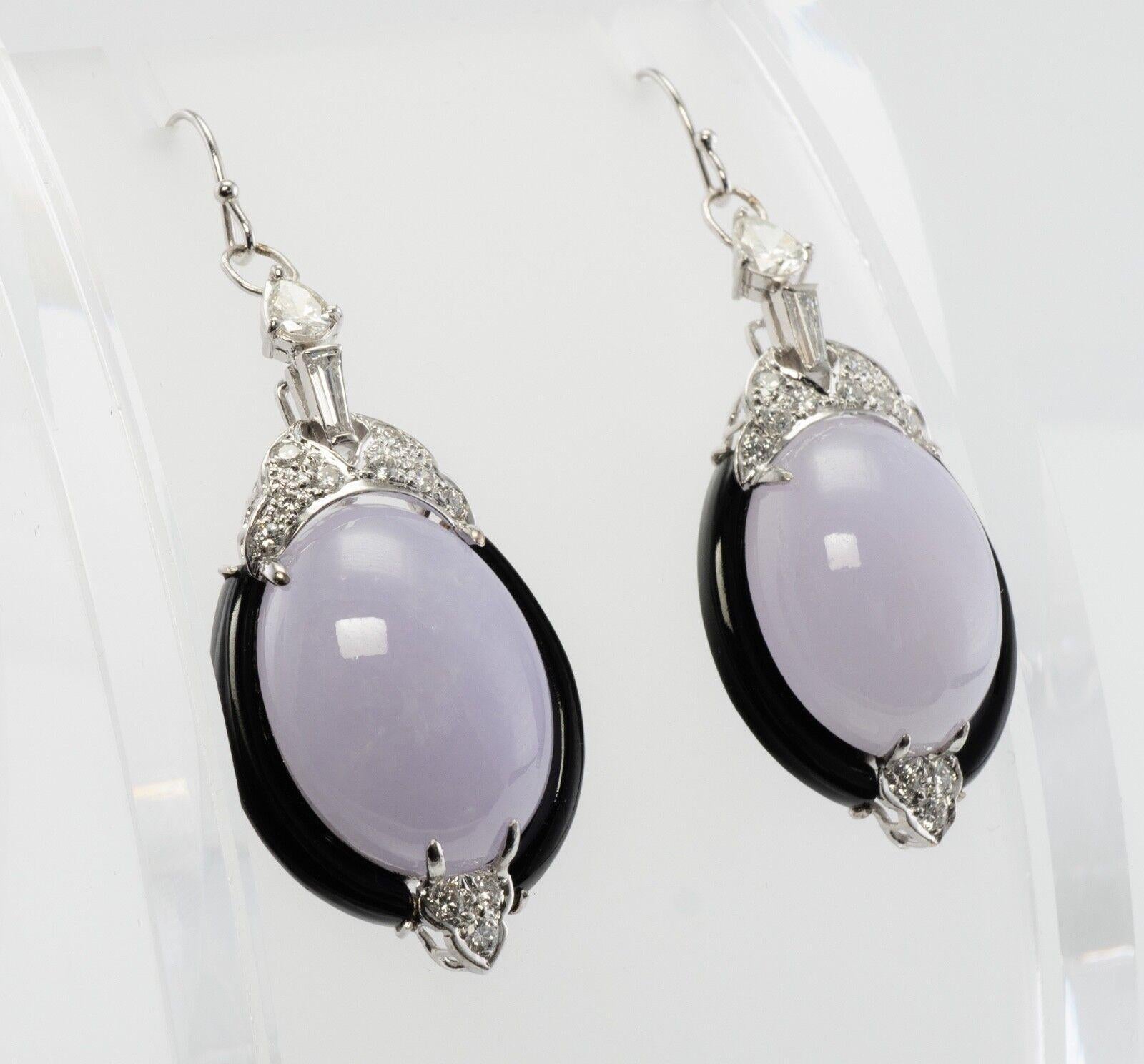 Diamond Chalcedony Earrings Onyx 14K Gold Dangle Drop In Good Condition For Sale In East Brunswick, NJ