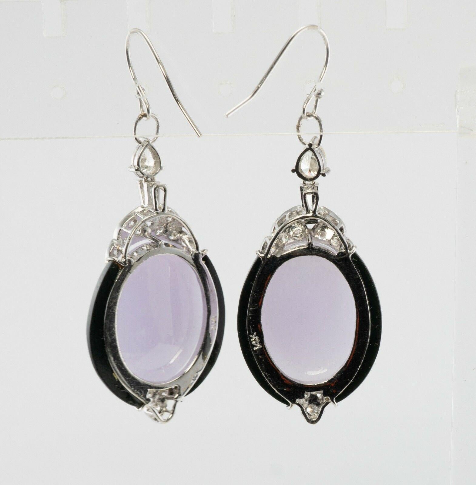 Pendientes Diamante Calcedonia Ónix Oro 14K Colgantes en venta 3