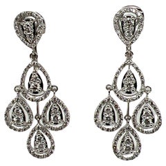 Diamond Chandelier Dangle 18 Karat White Gold Drop Earrings Modern 
