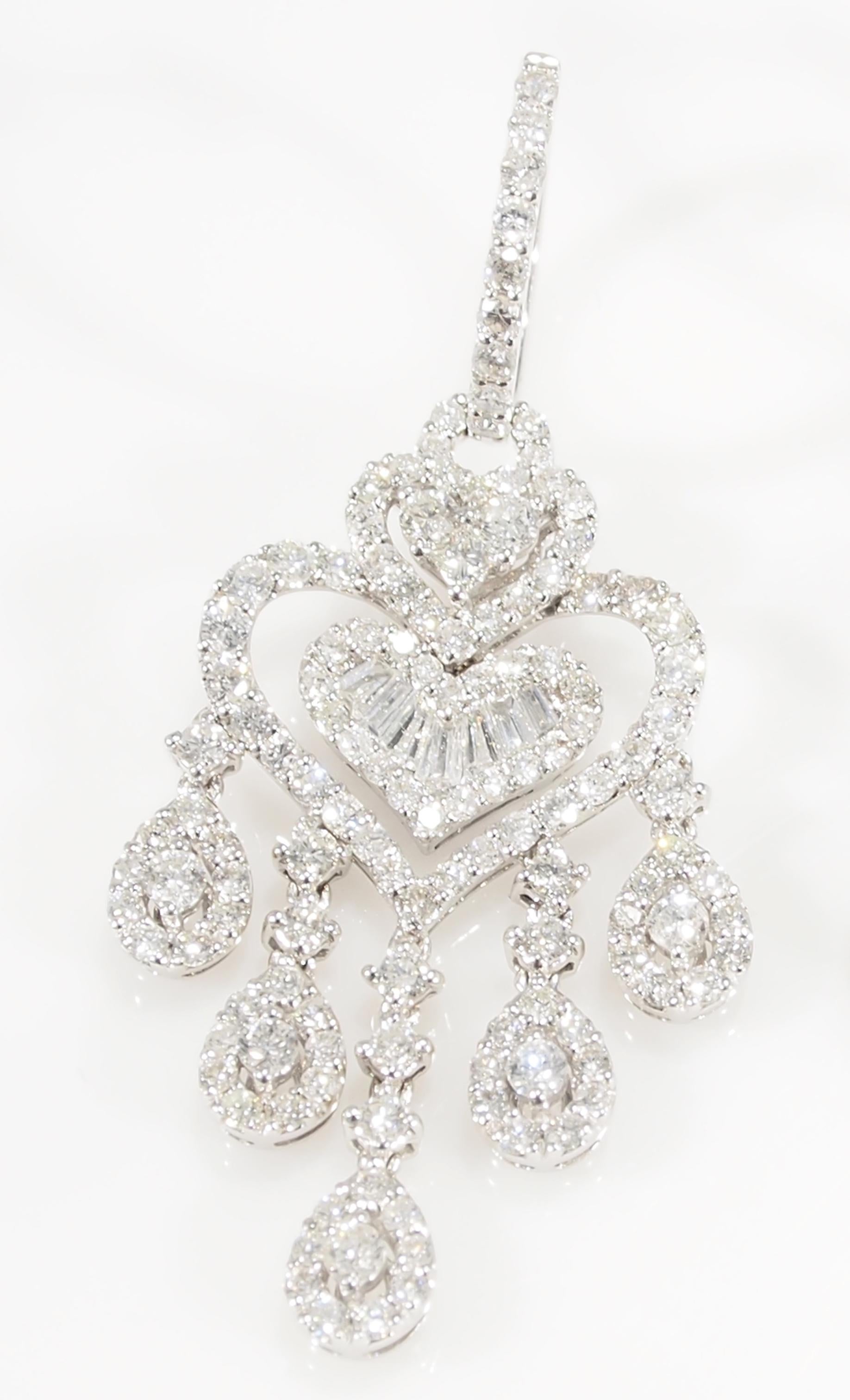 Women's or Men's Diamond Chandelier Dangle Earrings White gold 18 Karat