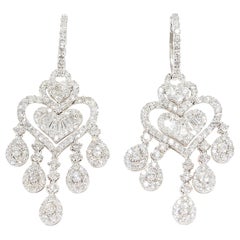 Diamond Chandelier Dangle Earrings White gold 18 Karat