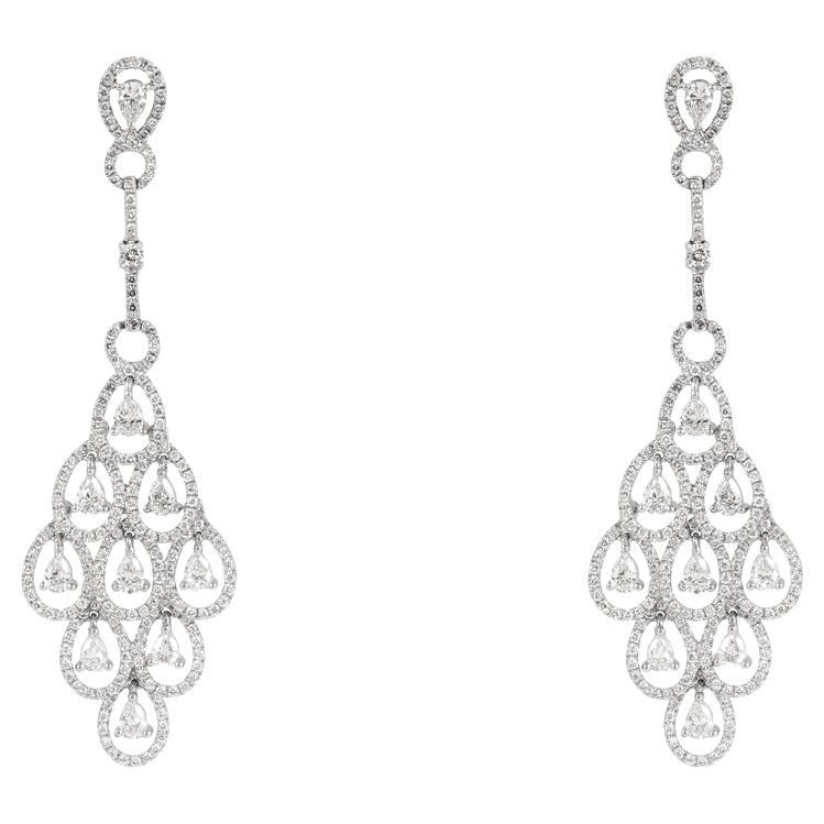 Diamond Chandelier Drop Earrings 7.30 Carats For Sale