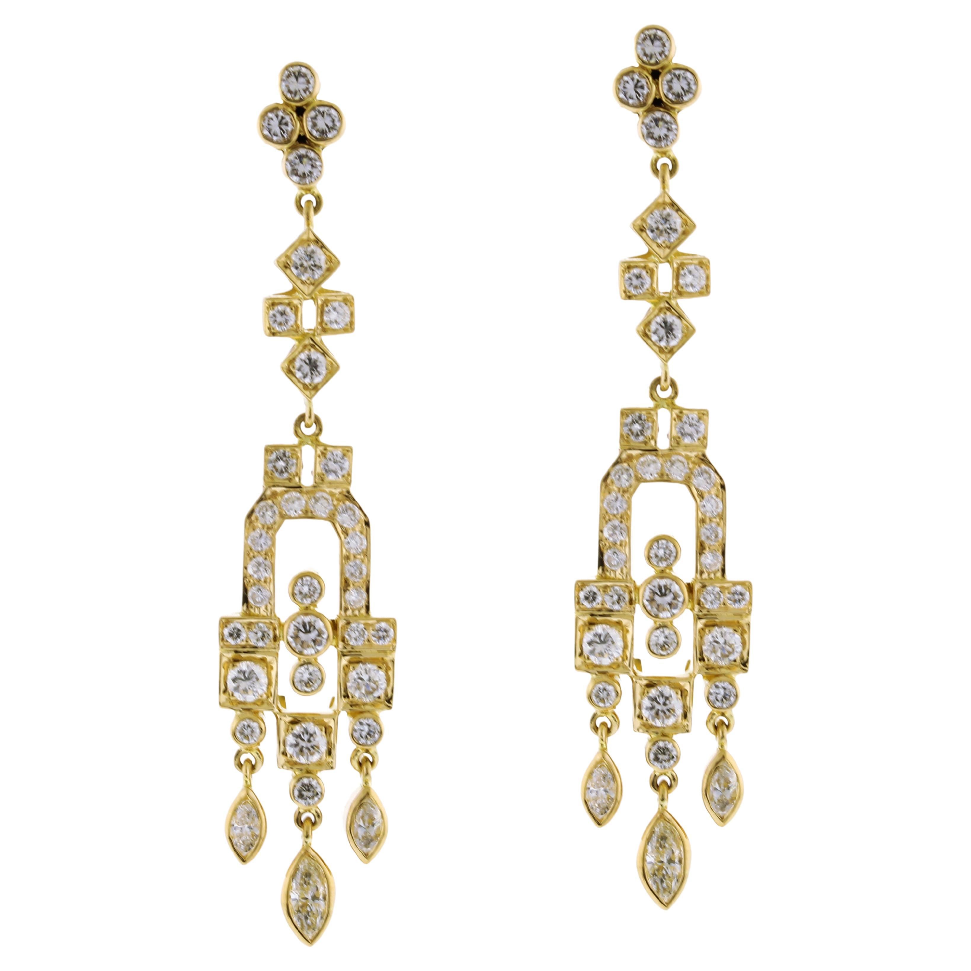 Diamond Chandelier Drop Earrings For Sale at 1stDibs