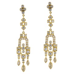 Boucles d'oreilles pendantes avec chandelier en diamant 