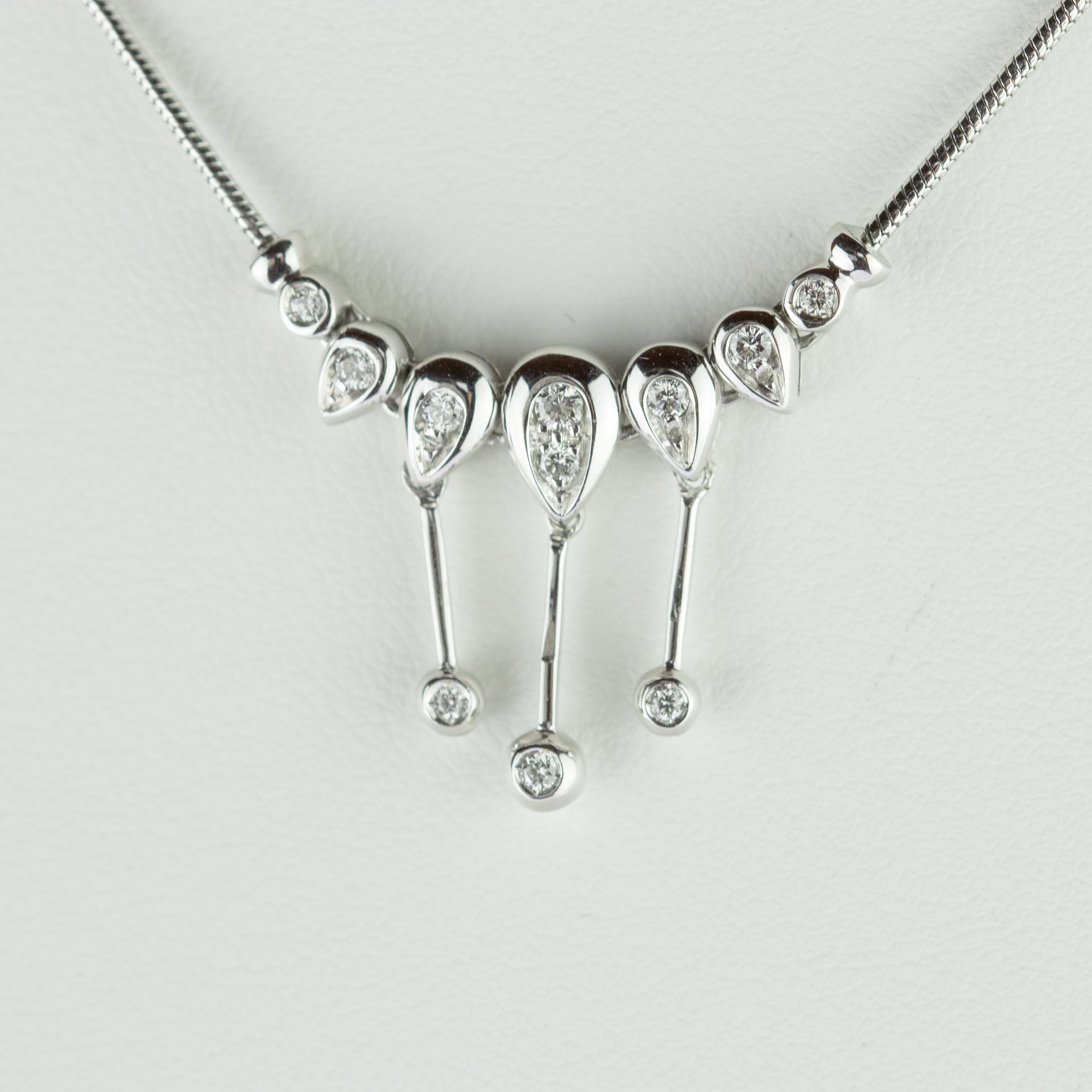 Women's or Men's Diamond Chandelier Drops Tear Pendant 18 Karat Gold Chain Handmade Necklace