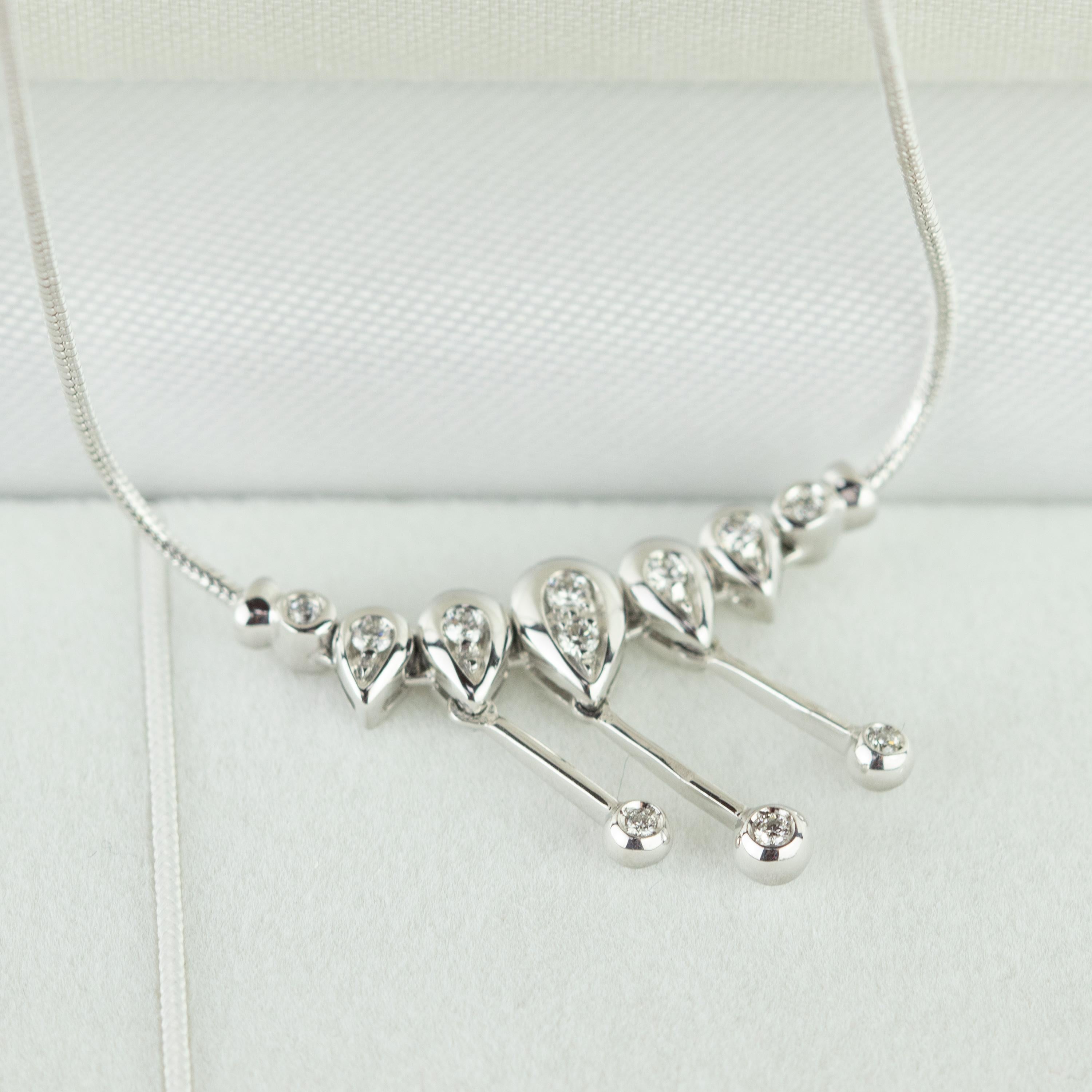 Diamond Chandelier Drops Tear Pendant 18 Karat Gold Chain Handmade Necklace 3