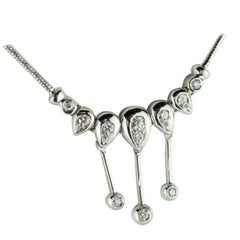 Diamond Chandelier Drops Tear Pendant 18 Karat Gold Chain Handmade Necklace