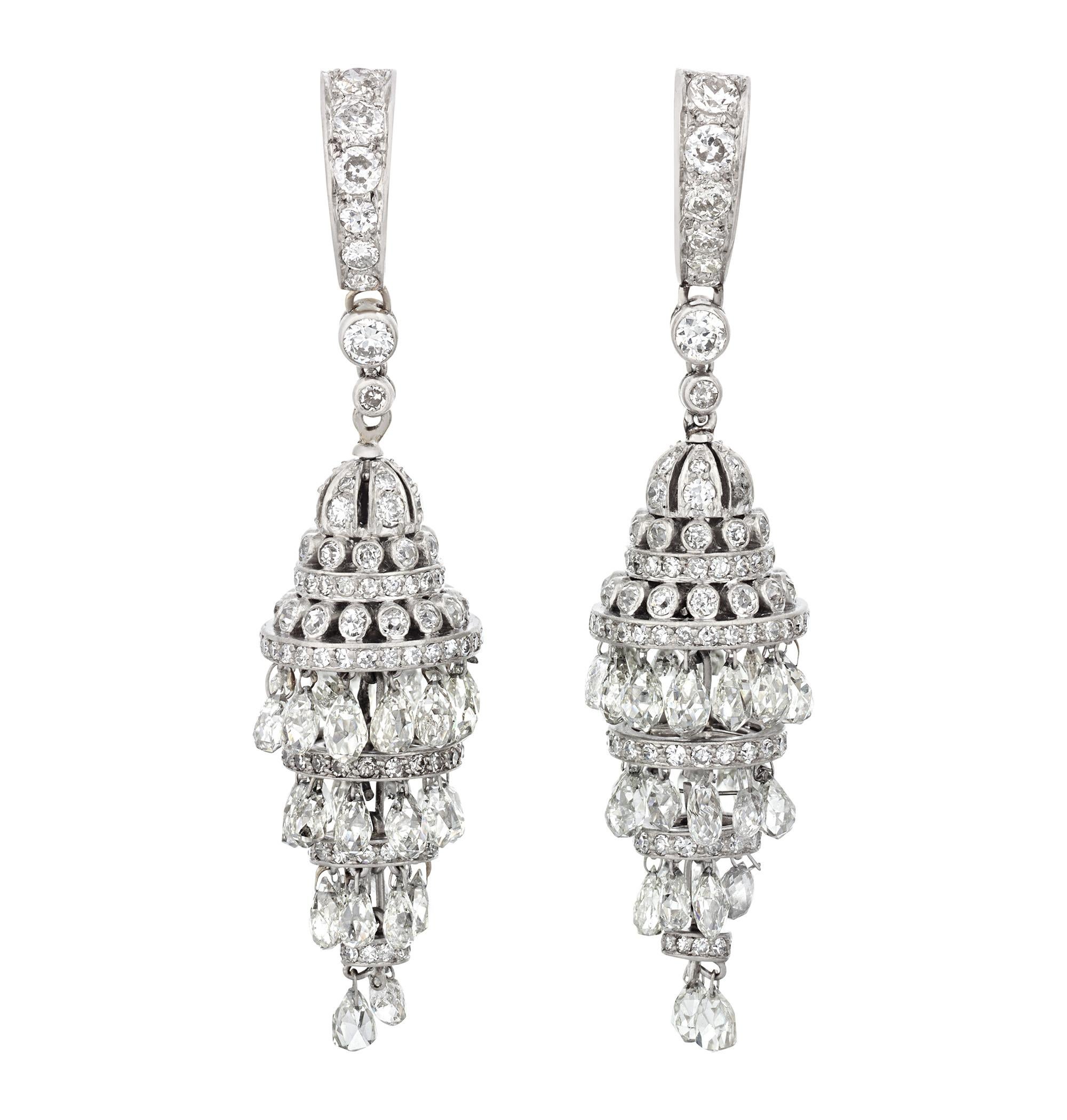 Modern Diamond Chandelier Earrings, 10.00 Carats For Sale
