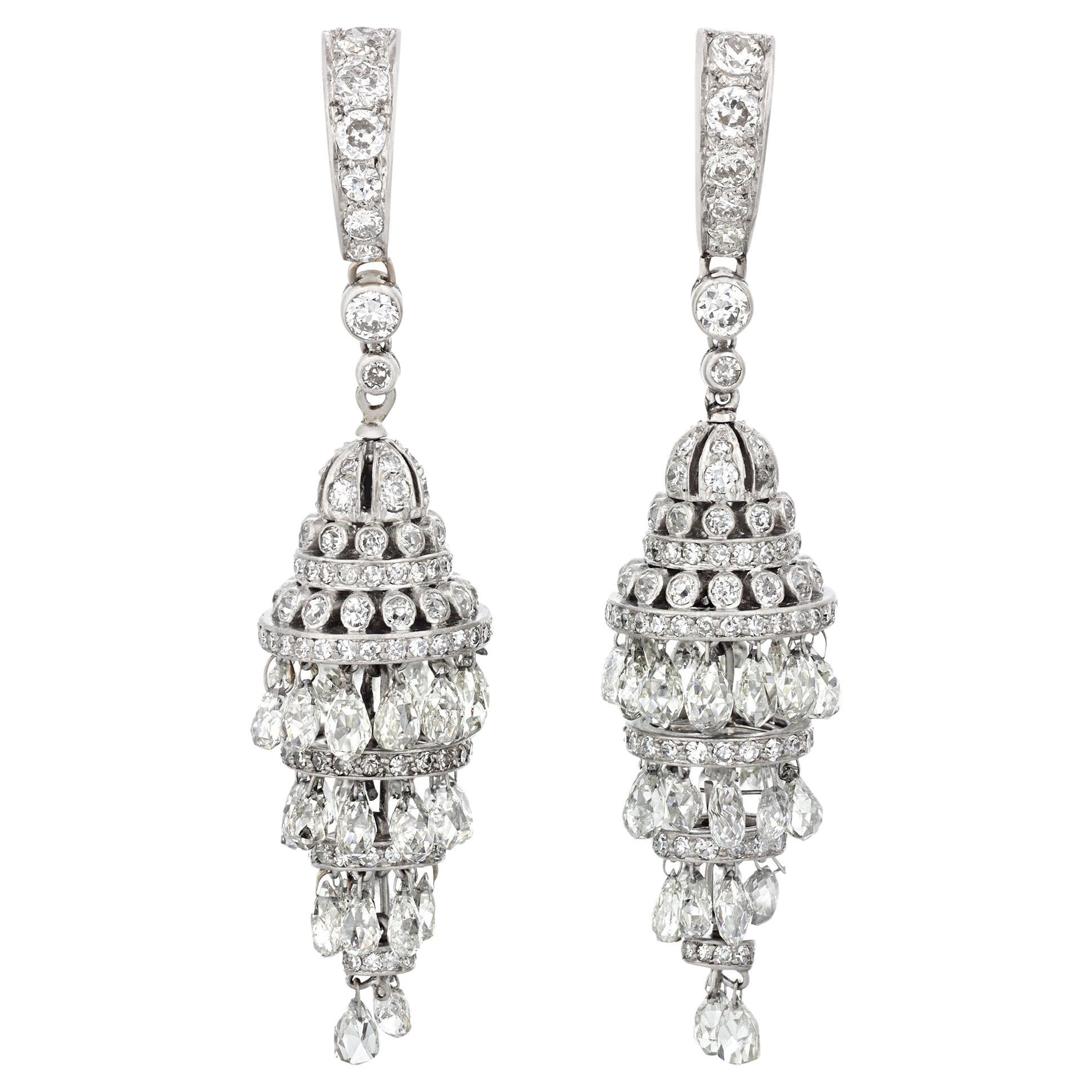 Diamond Chandelier Earrings, 10.00 Carats For Sale
