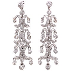Diamond Chandelier Earrings 1.70 Carat G VS 18 Karat White Gold