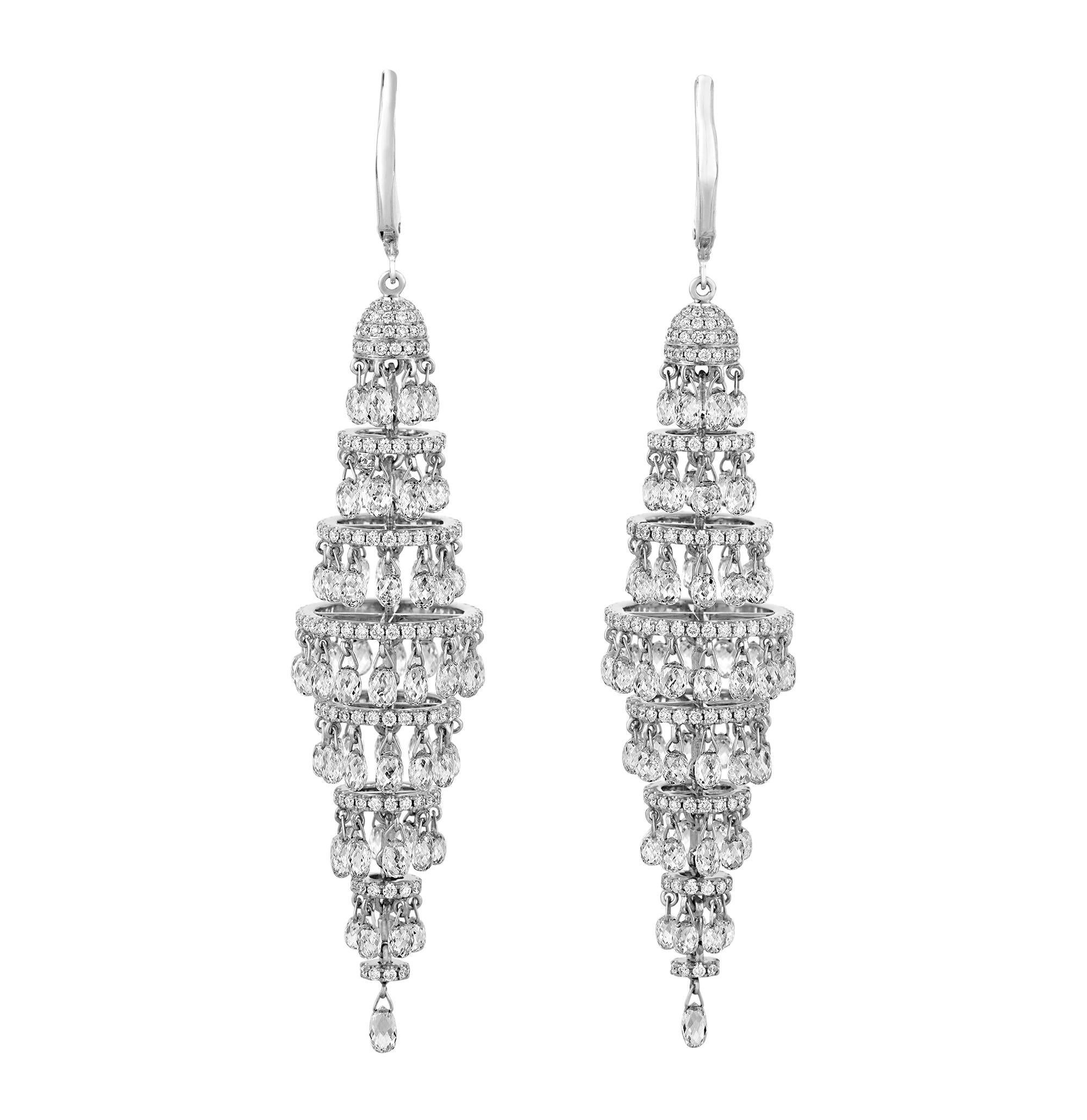 Modern Diamond Chandelier Earrings, 19.83 Carats For Sale
