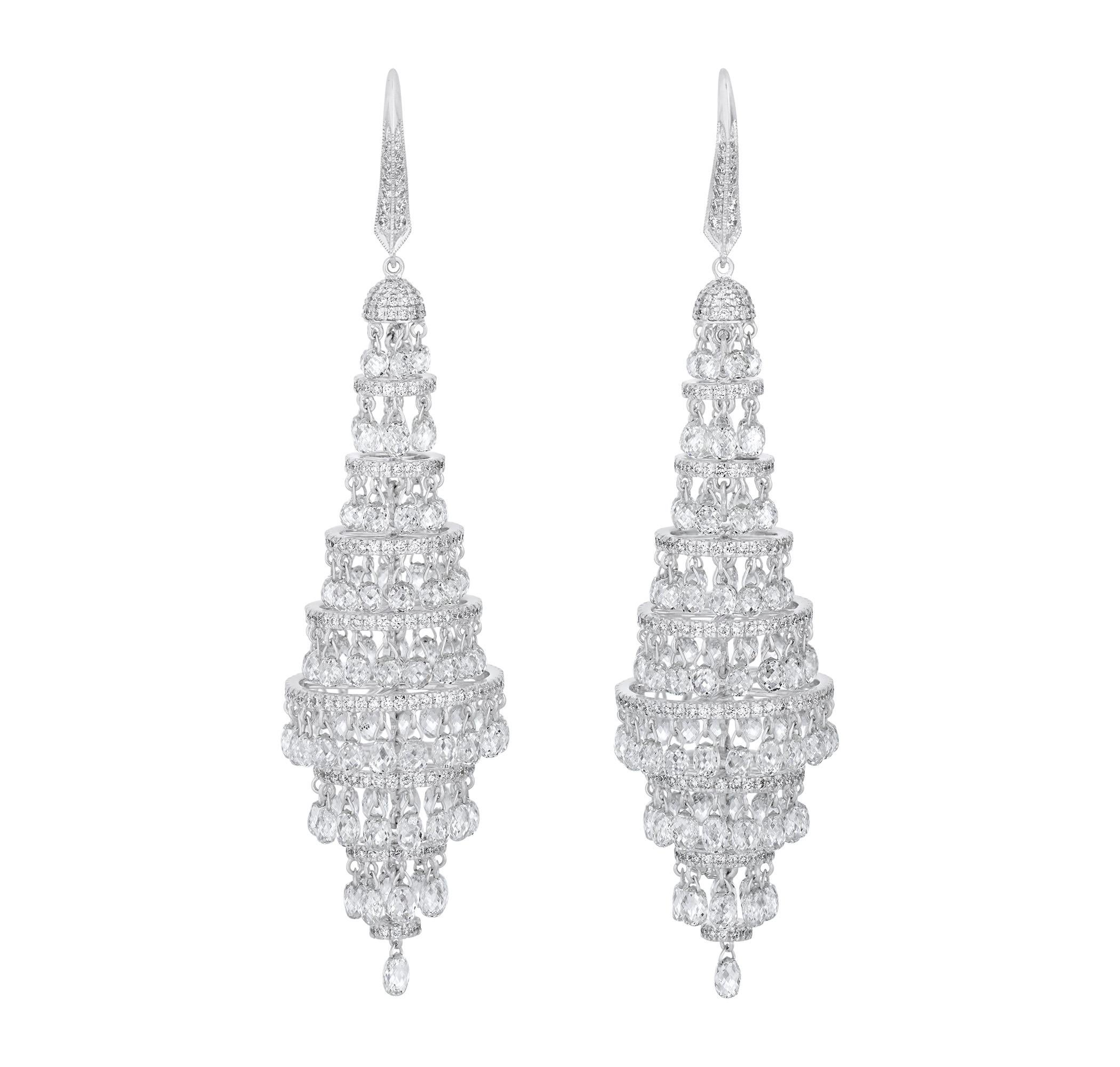 Modern Diamond Chandelier Earrings, 25.72 Carats
