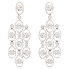 Diamond Chandelier Earrings 3.7 Carats 18K White Gold